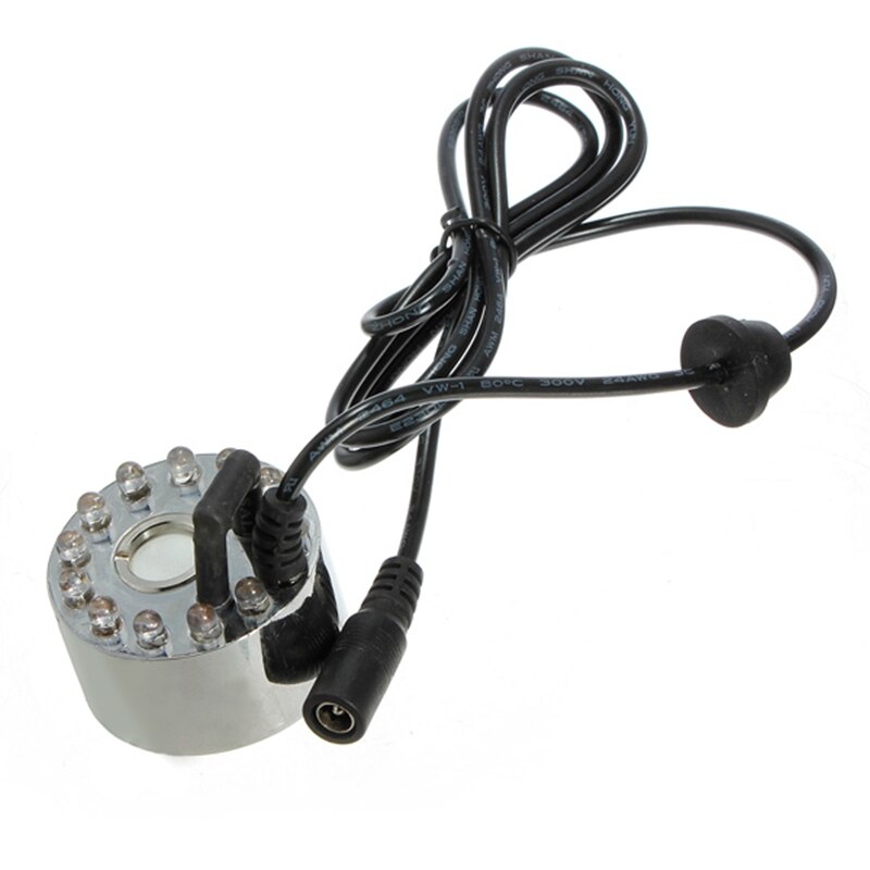 Jiguoor 12 led färgstarkt ljus ultraljudsdimmaskin dimma rena vatten fontän damm  dc 24v dimmaskin