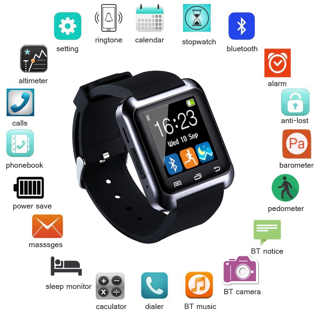 Smartwatch Bluetooth Smart Horloge voor iPhone IOS Android Smart Telefoon Slijtage Klok Wearable Apparaat Smartwach PK U8 GT08 DZ09 A1