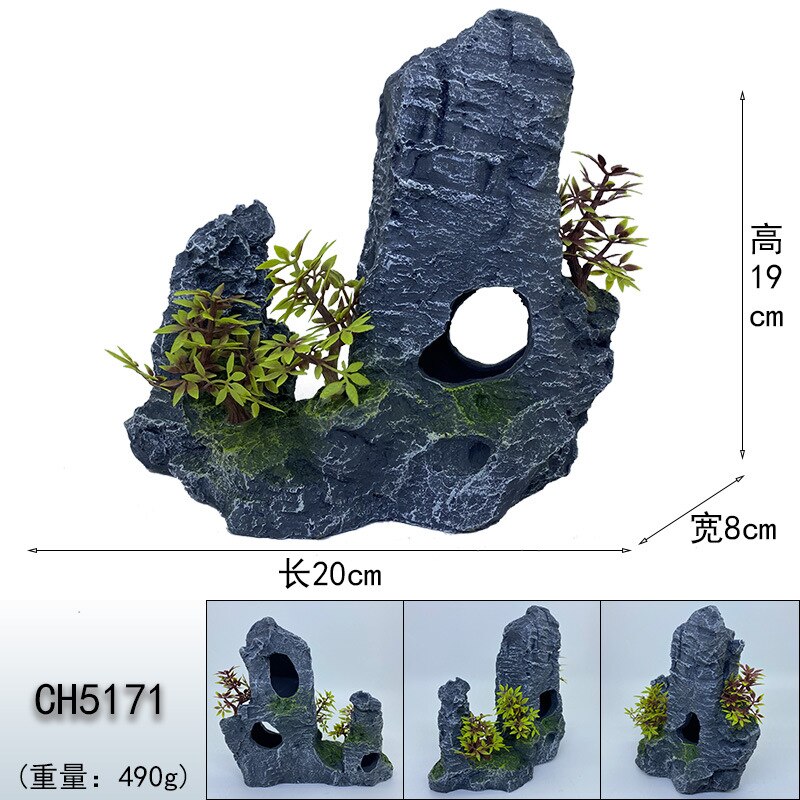 Rocas decorativas artificiales para acuario, paisajismo del tanque de peces, accesorios para acuascape, cueva de reptiles, camarones, ornamento de cueva escondite de piedra: 7