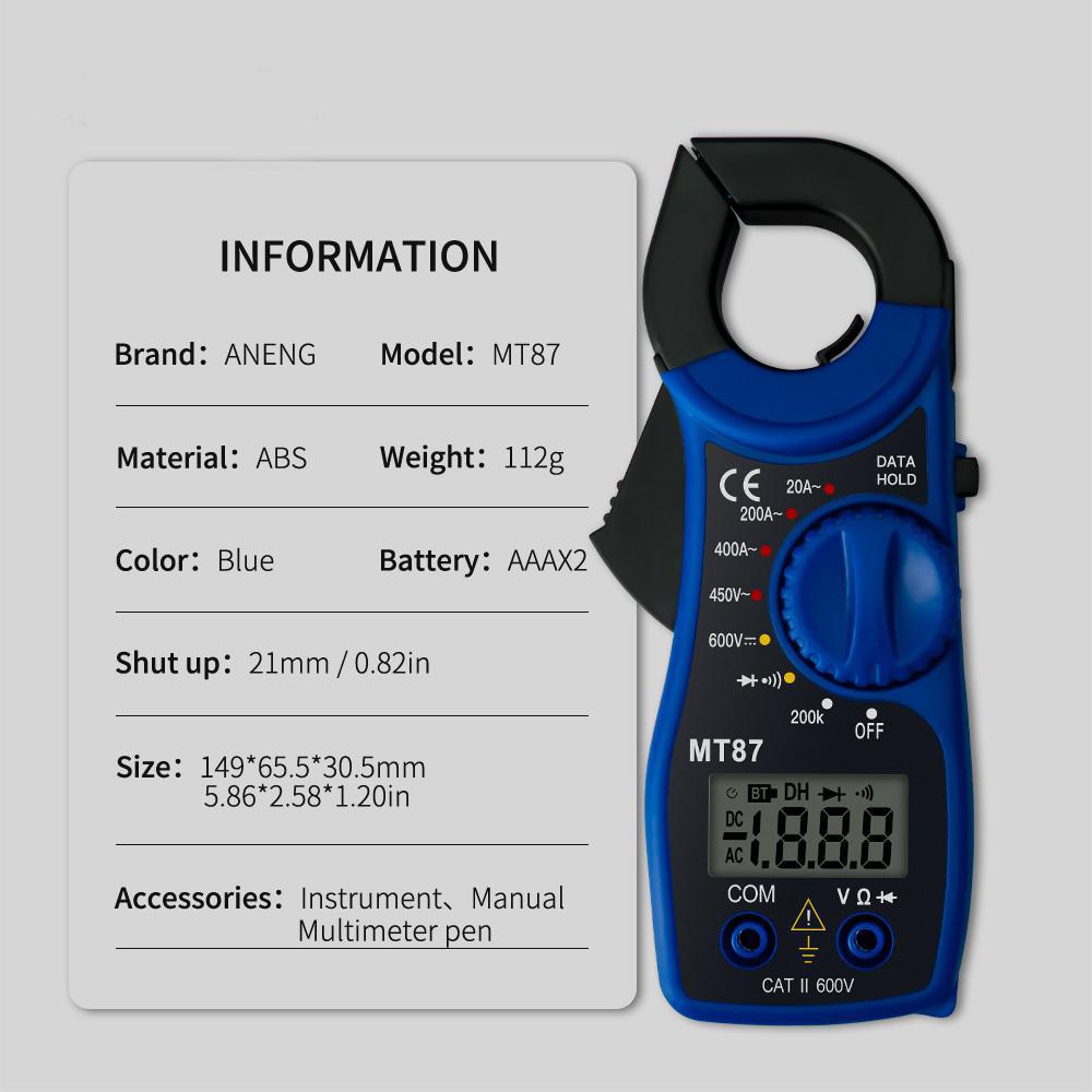 Draagbare  mt87 digitale stroomtang multimeter gelijkstroom wisselstroom spanning tang weerstand amp ohm tester elektronische