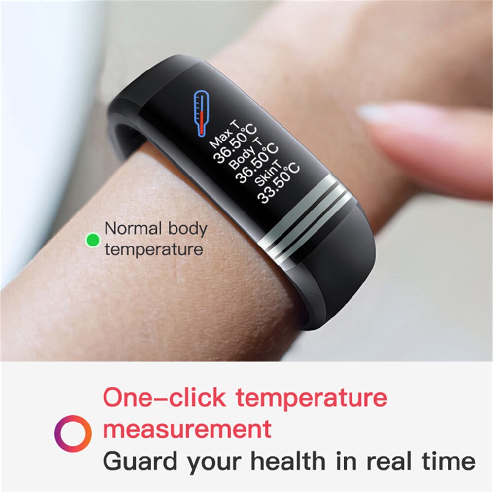 Smart Band Horloge Mannen Vrouwen Body Temperatuur Fitness Armband Stappenteller Bloeddruk Hartslagmeter Smart Armband