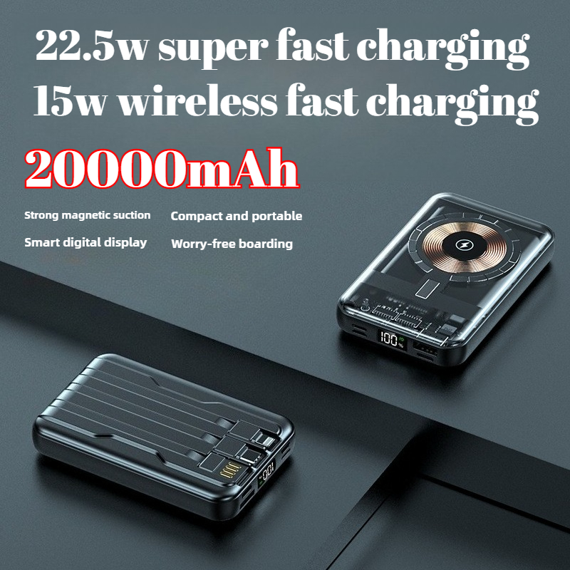 magnetische draadloze powerbank 20000 mAh snel opladen draagbare oplader externe batterij voor smartwatch en IPhone MagSafe