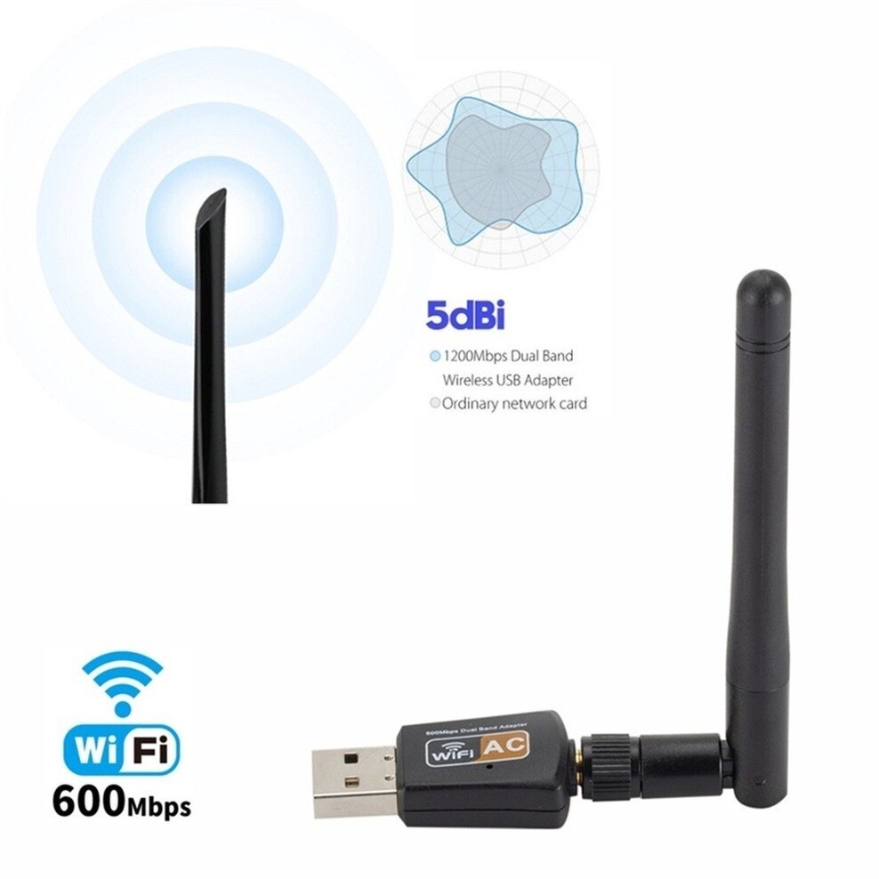 Usb-wlan-adapter 802.11b/ g/n antenne 600 mbit/s usb 2.0 wireless-empfänger-dongle netzwerkkarte für tv-box laptop-wlan