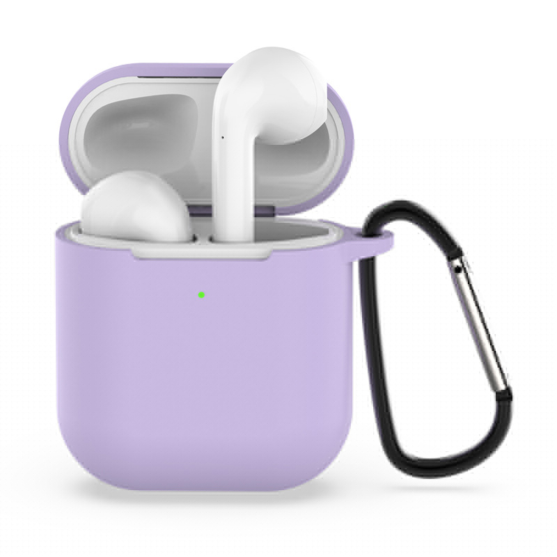 Silikonowe słuchawki etui na Airpods 2. Bezprzewodowe słuchawki pokrowiec ochronny na Apple Airpods2 Air Pods 2 etui z haczykiem: Light purple