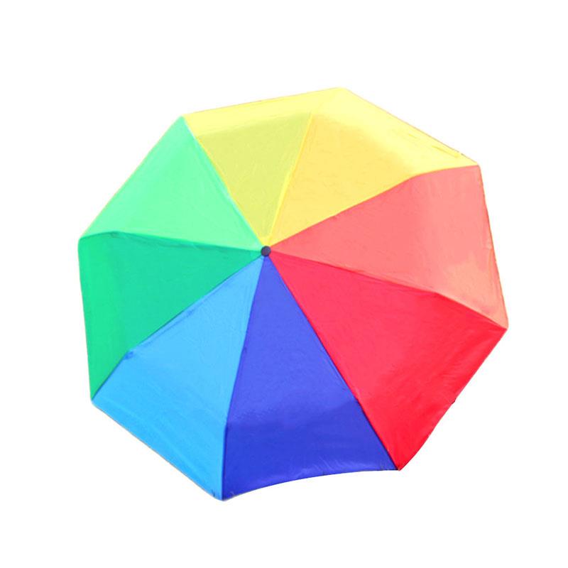 Rainbow Color Large Umbrella Umbrella Waterproof Compact Compact Compact Outdoor Anti-UV Parasols Protection Travel