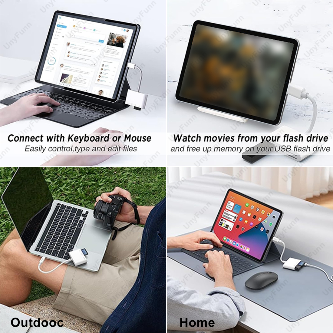 Usb 6-In-1 SD Card Reader With 3 USB Ports Otg Camera Adapter SD Card Viewer Supports TF SD Card Micro Adapter For iPhone