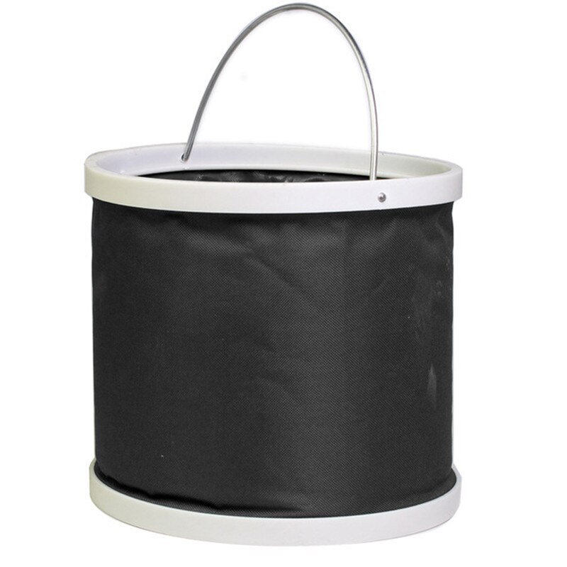 Cubo plegable para mantenimiento de lavado de coches balde de pescar portátil multifuncional limpieza de coche Oxford cubeta de tela 11L impermeable: Negro