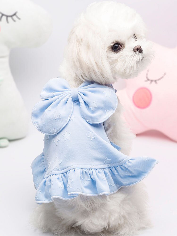 Boog Decor Hond Jurk Huisdier Kleding Blauw Roze Geel Kleuren S-Xxl Maten Cool Hond Jurk Voor Lente En zomer Schattige Prinses Huisdier Jurk: Blauw / Xxl