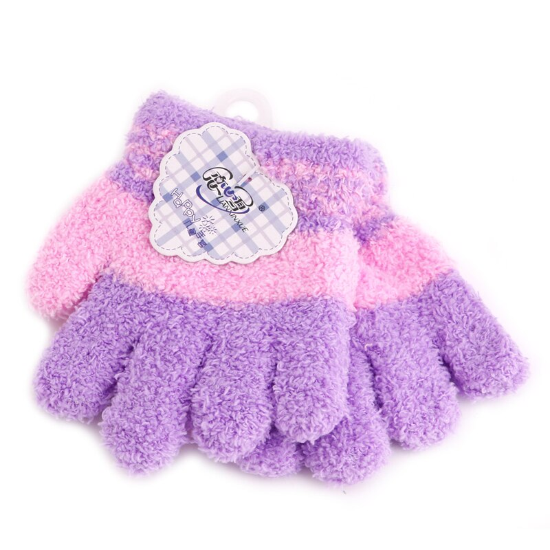 Leuke Baby Baby Kid Volledige Vinger Warme Winter Handschoenen Peuter Knit Rainbow Wanten