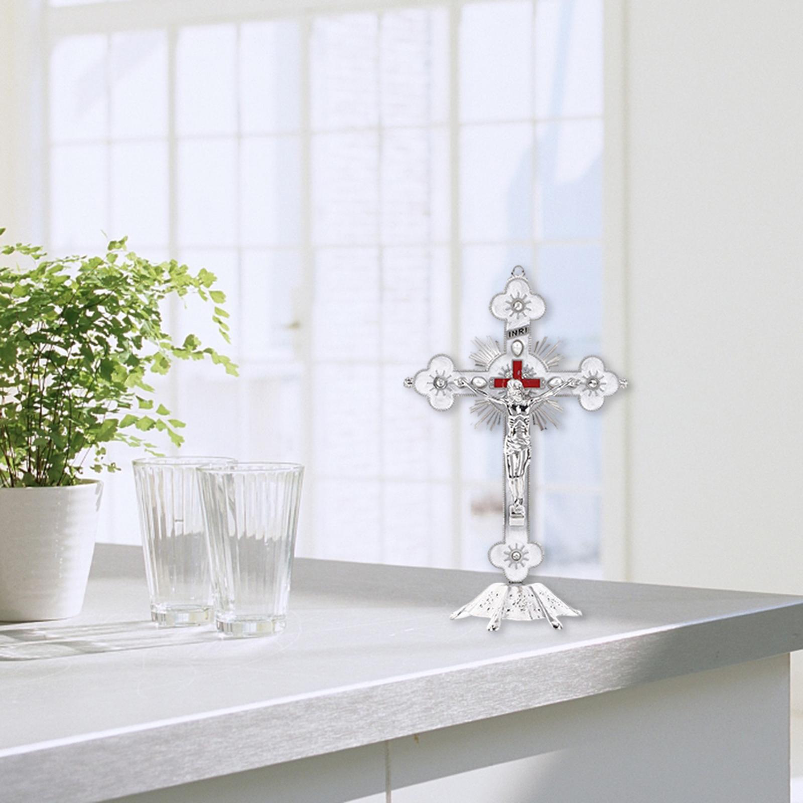 Kruisbeeld Muur Kruis Christelijke Altaar Cross 8 "Wall Decor Jesus Cross Voor: Silver