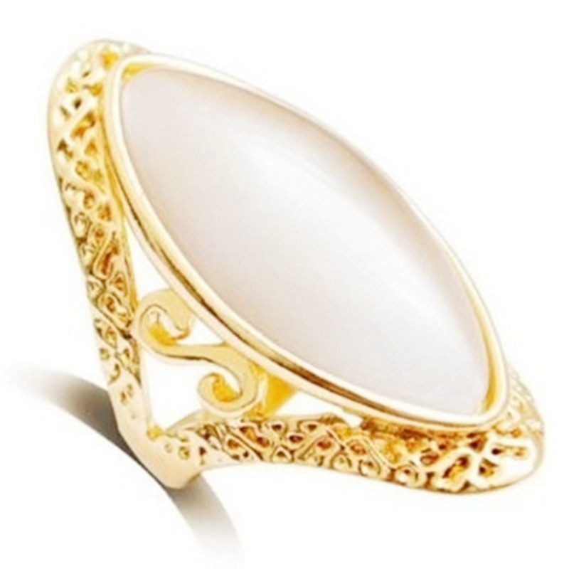 Ofertas Vintage Bohemian Style 6 Colors Oval Stone Finger Rings Jewelry for Women Engagement Wedding Bridal Size 6 -11