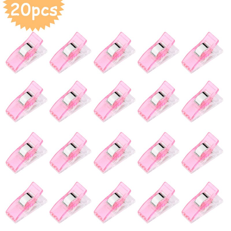 MIUSIE 20 Pcs Multicolor Plastic Clips Patchwork Hemming Clips Fabric Clamps Household Sewing Accessories Set: pink