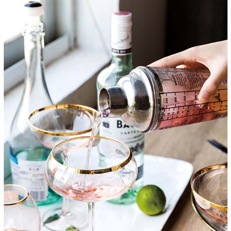Scale Coctail Shaker Bartender Cocktail Mixer Hand Shake Glass, Juice Shake Glass Bar Tools