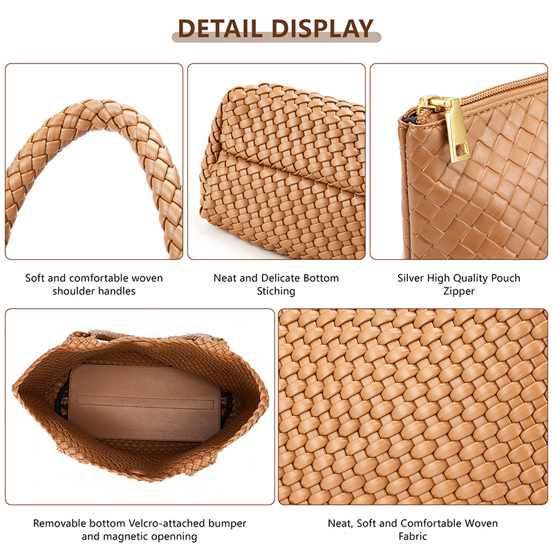 Bolsos de cuero tejidos Bolso grande tejido para mujer Bolso tejido de Bolso de cuero vegano