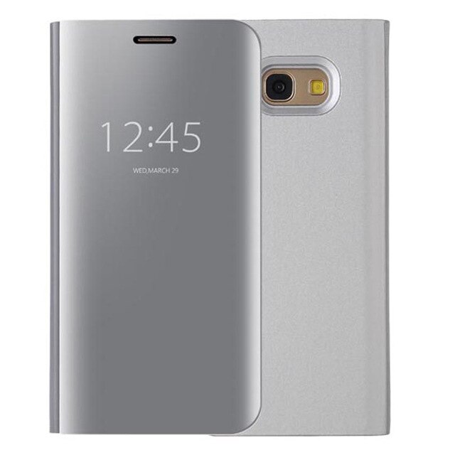 Spiegel Flip Schutzhülle Telefon Fall Für Samsung Galaxy A8 Plus EINE 8 A8plus SM A530 A730 A530F A730F SM-A730F DS Stehen Abdeckung: For A8 Plus 2018 / Silver
