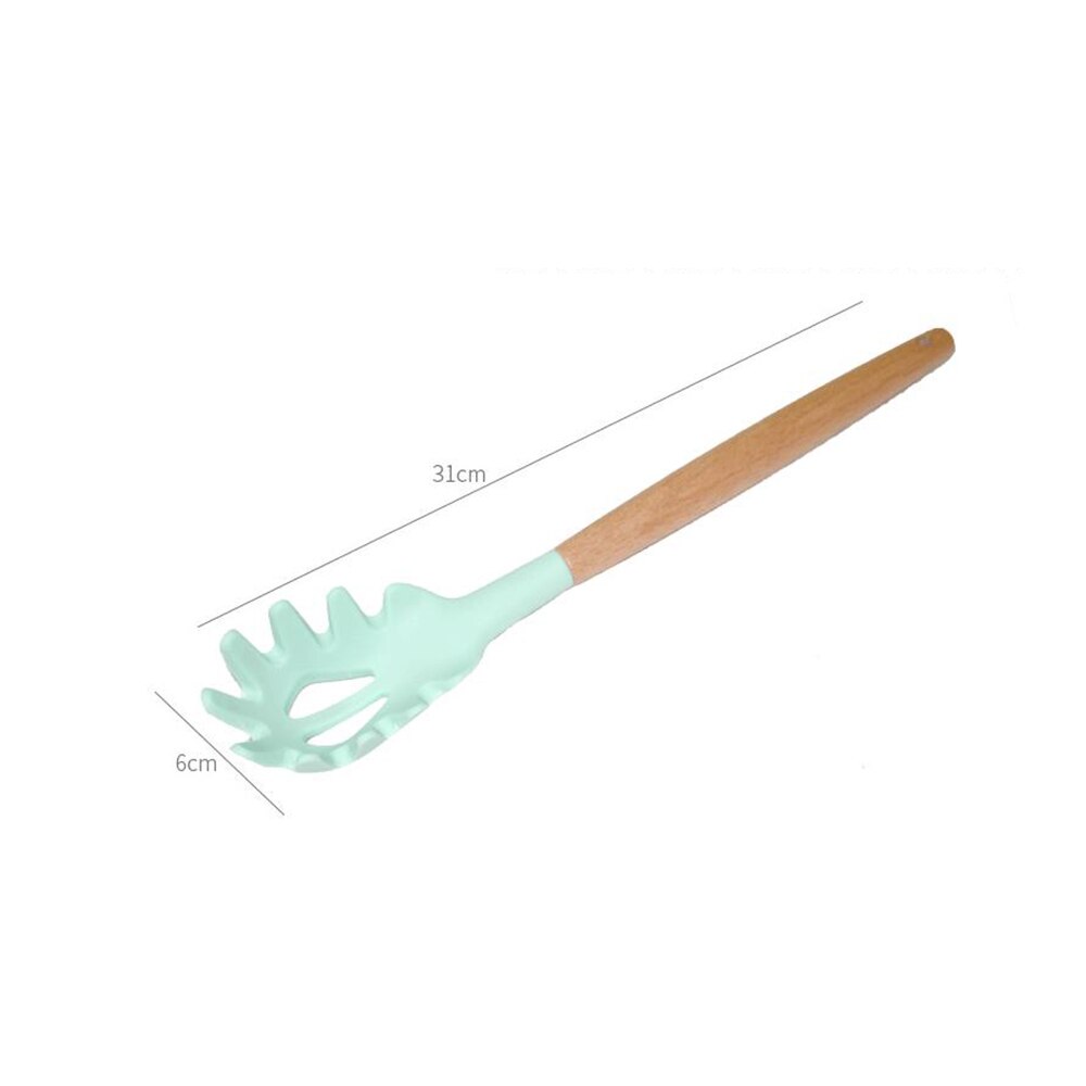 Utensilios de cocina con mango de madera, cabezal de silicona, cuchara para Pasta, batidor de huevos, espátula, utensilios de cocina, 1 unidad