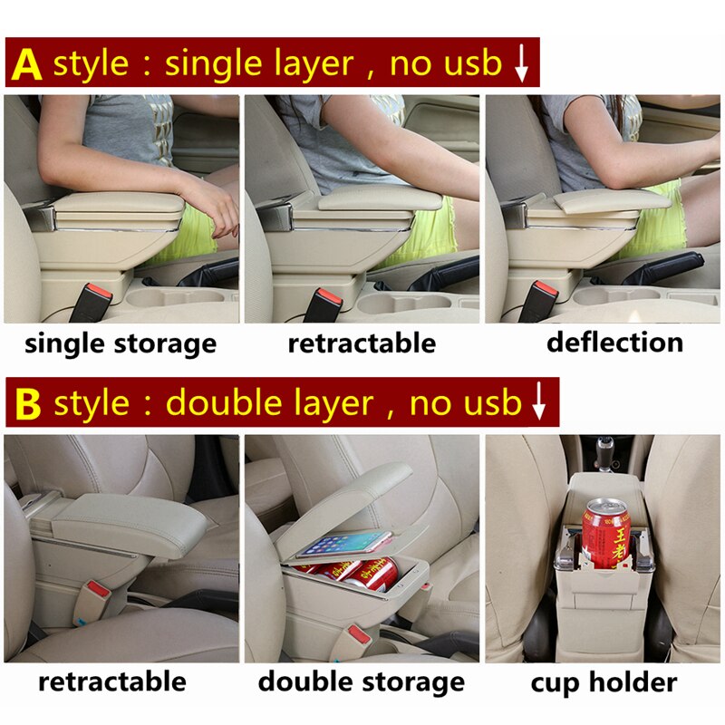 Arm Rest Voor Honda Fit Jazz 2002-2007 Hatchback Armsteun Center Middenconsole Opbergdoos met USB Opladen