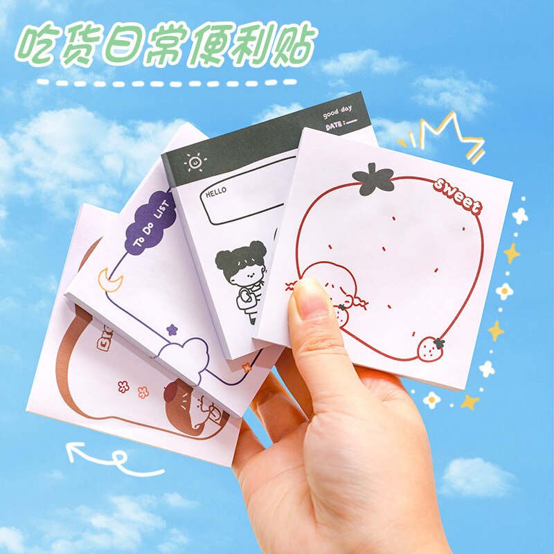 Yatniee 50 Sheets Simple Daily Posted-it Sticky Notes Student N times Post Note Book Message Mark Paste Sticker Note Pads