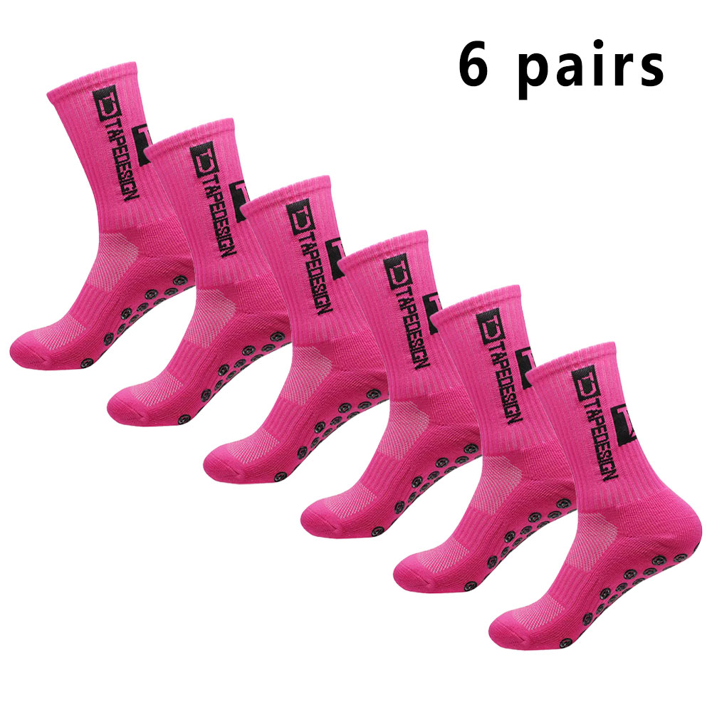 6 pares de meias de futebol meias esportivas masculinas meias de meia panturrilha silicone antiderrapante dot meias basquete yoga: LIGHT BLUE