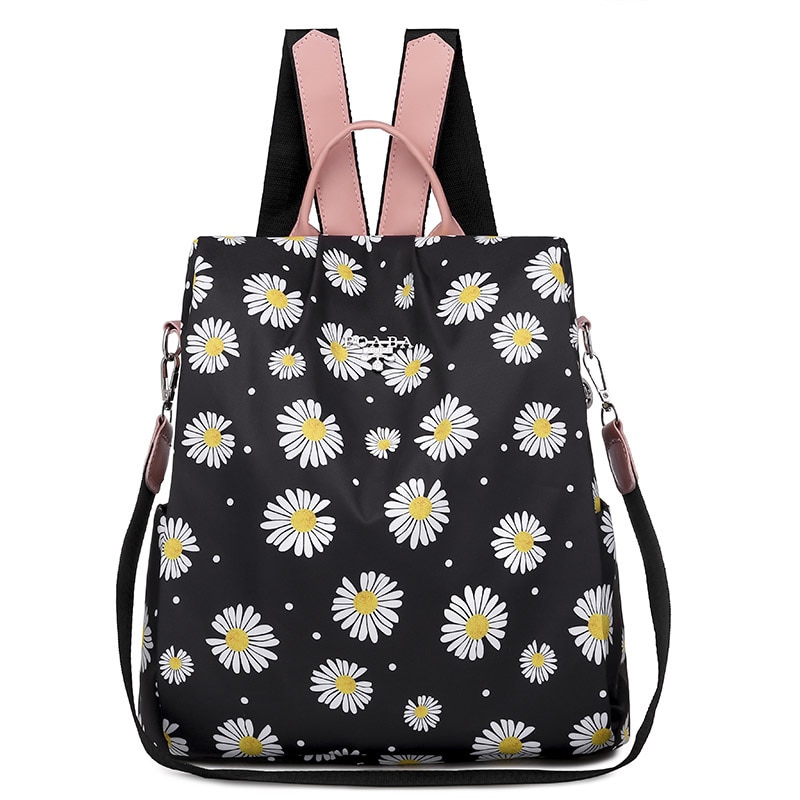 Femmes Oxford sac à dos grande capacité voyage sac à dos fermeture éclair femmes Anti-vol sac à dos filles étudiant sacs d'école: black