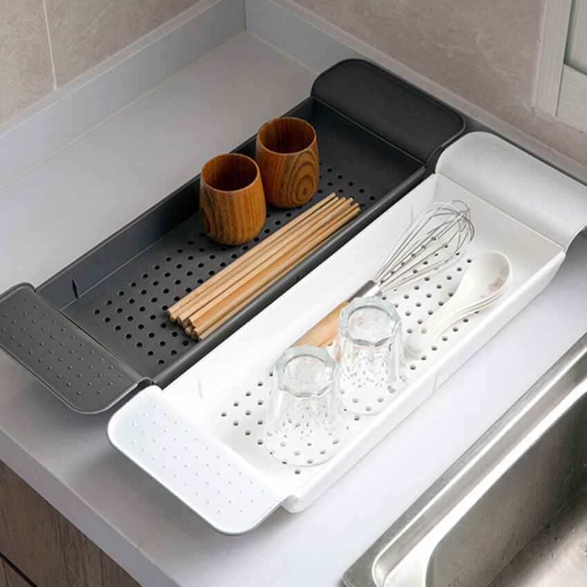 Retractable Bathtub Storage Rack Bath Tray Shelf Plastic Kitchen Drain Rack Multifunction Towel Organizer Shelf Bathroom Tools