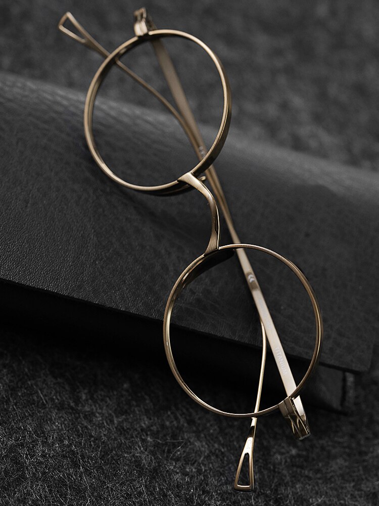 Gafas redondas de titanio para hombre y mujer, montura de gafas Retro Vintage, de de lujo, graduadas, para Miopía