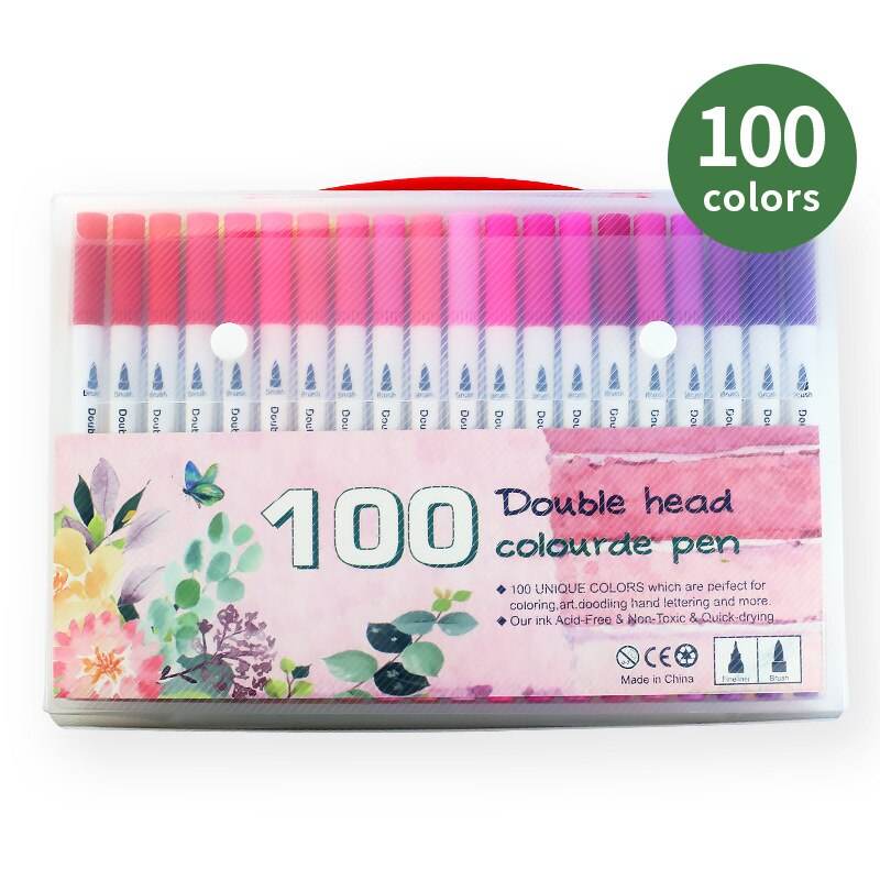 FineLiner-rotuladores artísticos para caligrafía, bolígrafos de doble punta para dibujar y pintar, para la escuela, 12/24/36/48/80/100 unidades: 100 color sets