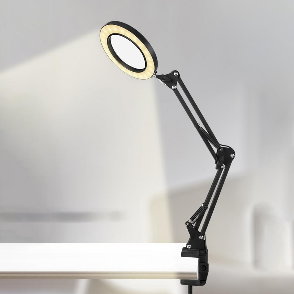 160mm 8X Illuminated Magnifier USB 3 Colors 64 LED Magnifying Glass Table Lamp lamp is powered connected with computer or laptop