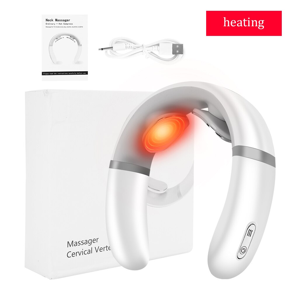 Smart Elektrische Nek Massager Cervicale Pijnbestrijding Verwarming Comprimeren Magnetische Puls 4D Gezondheidszorg Tool Ontspanning Fysiotherapie: Heating