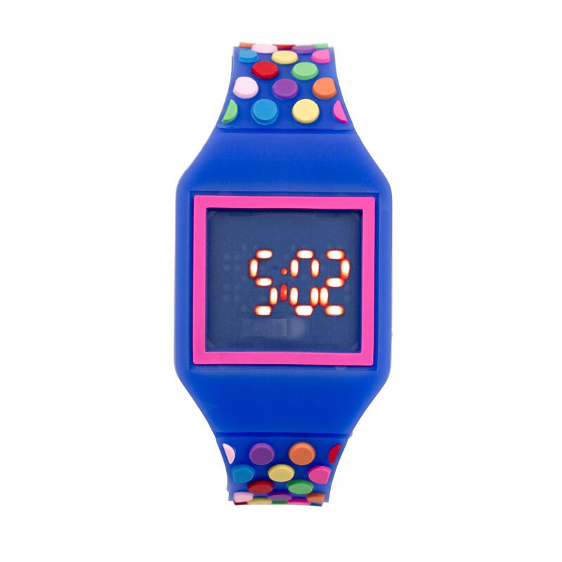 Joyrox geléia cor led criança relógio crianças menina relógios digitais nova tela de toque de borracha crianças relógio para menino menina estudante: Square Dark Blue