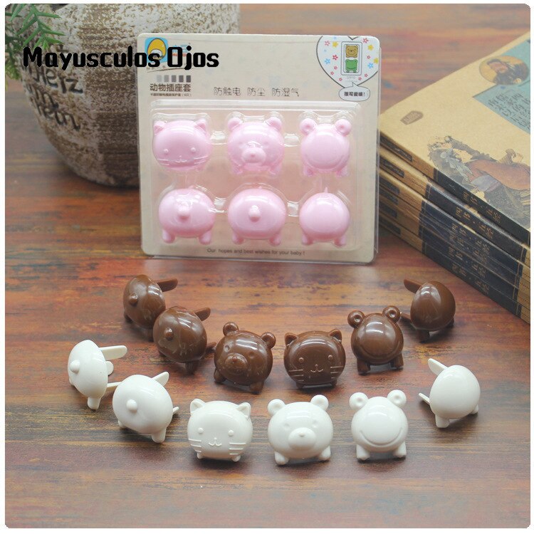 ZH 6PCS Animal Socket Set Cute Styling Protection Against Electric Shock Safety Cover Pig Enfant Children