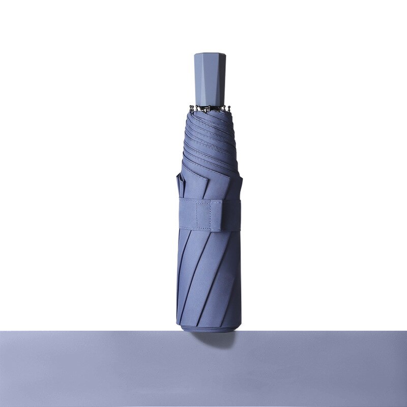 Paraguas de lluvia portátil para hombre y mujer, sombrilla de Anti UV, a prueba de viento, plegable, 8 varillas: Umbrella Navy 1