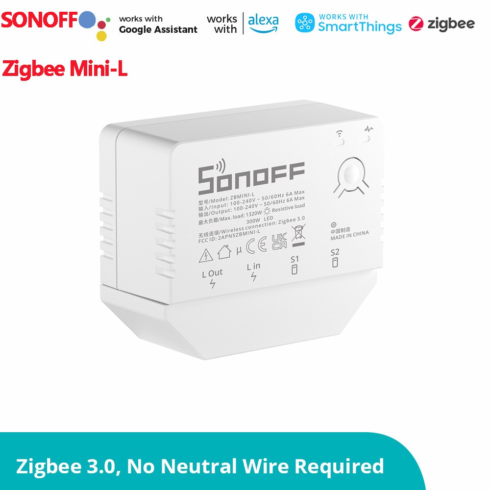 Sonoff ZBMini-L Zigbee Mini Schalter KEINE Neutralen Draht Erforderlich Zigbee 3,0 Clever schalten Arbeit mit Sonoff Zigbee Brücke zigbee Donlge