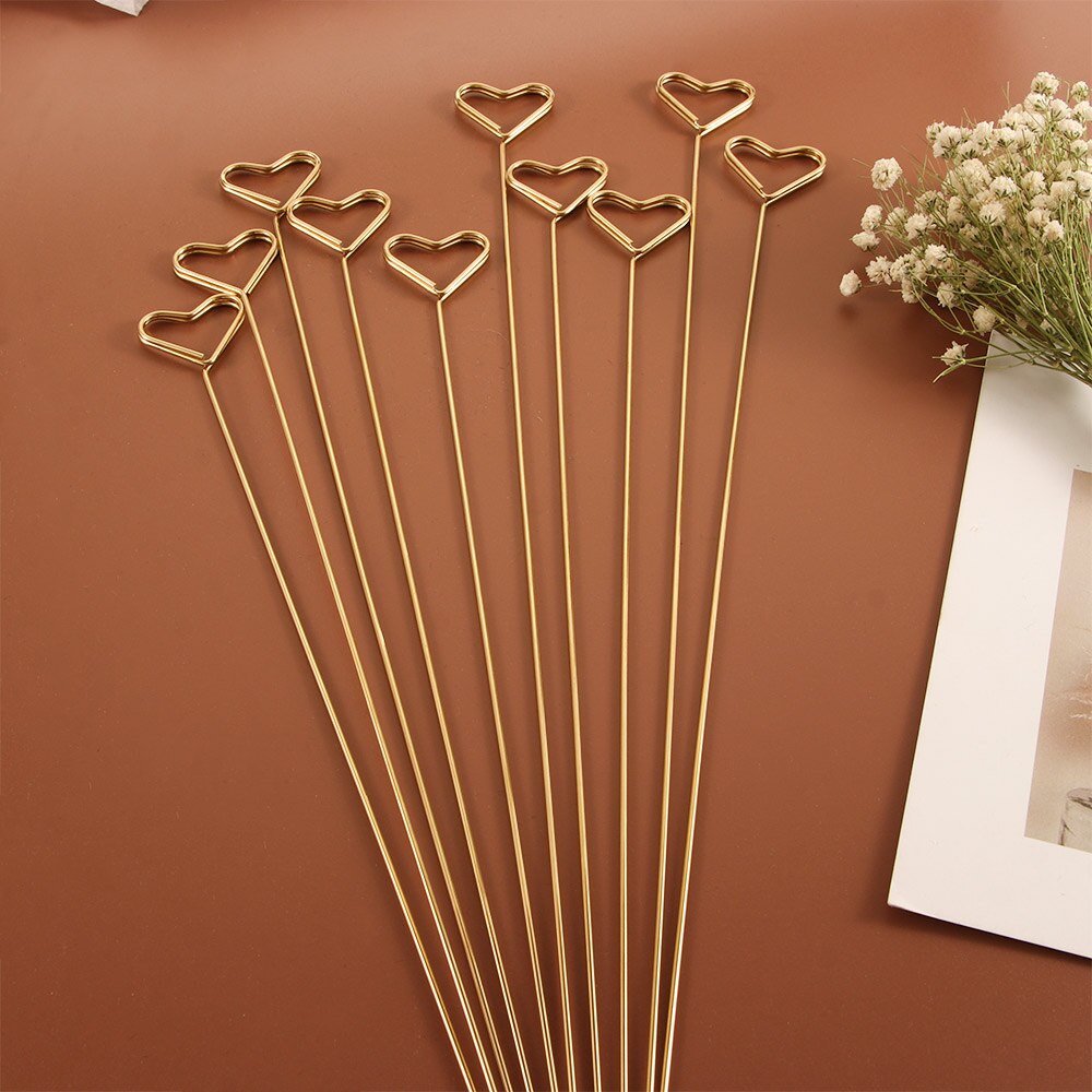 10 Pcs Art Card Holder Metal Postcard Clip Flower Bunch Special Message Card Stand For Party DIY Decoration: Heart