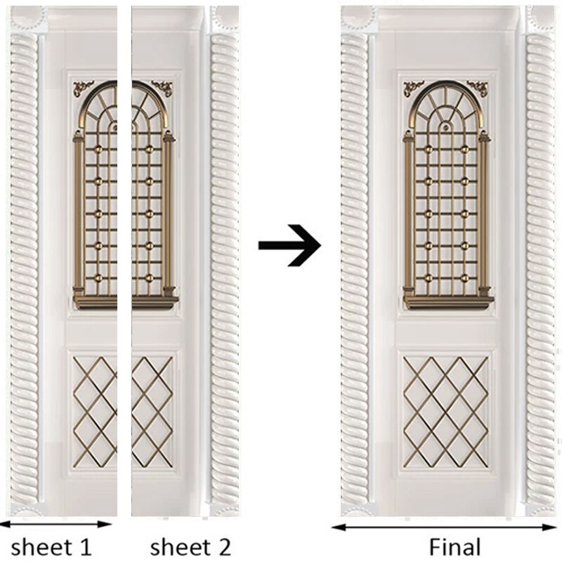 PVC Self-Adhesive Door Sticker 3D Stereo Relief European Style Line Wallpaper Living Room Bedroom Waterproof Sticker Door Decals