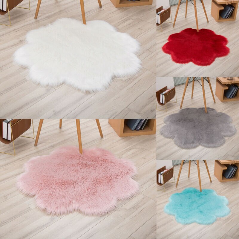 Fluffy Rugs Anti-Slip SHAGGY RUG Super Soft Carpet Mat Living Room Floor Bedroom Flower Shaped Fluffy Rug