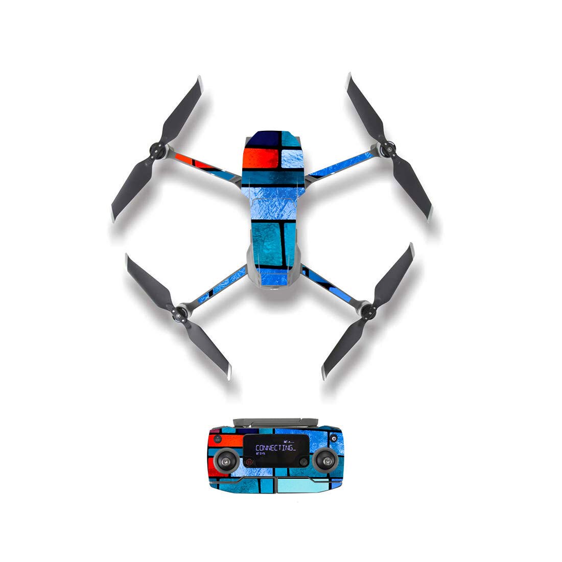 Pegatina de piel de estilo de bloque colorido para DJI Mavic 2 Pro y Zoom, película de protección de batería de cuerpo de control remoto para Dron, 18 estilos: YSDJM20007