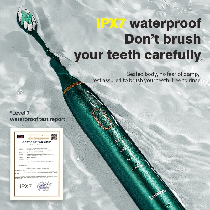 Sonic Toothbrush IPX7 Waterproof 5 Mode 45000 Minute Sterilization Protect Teeth Lenovo Electric Toothbrush