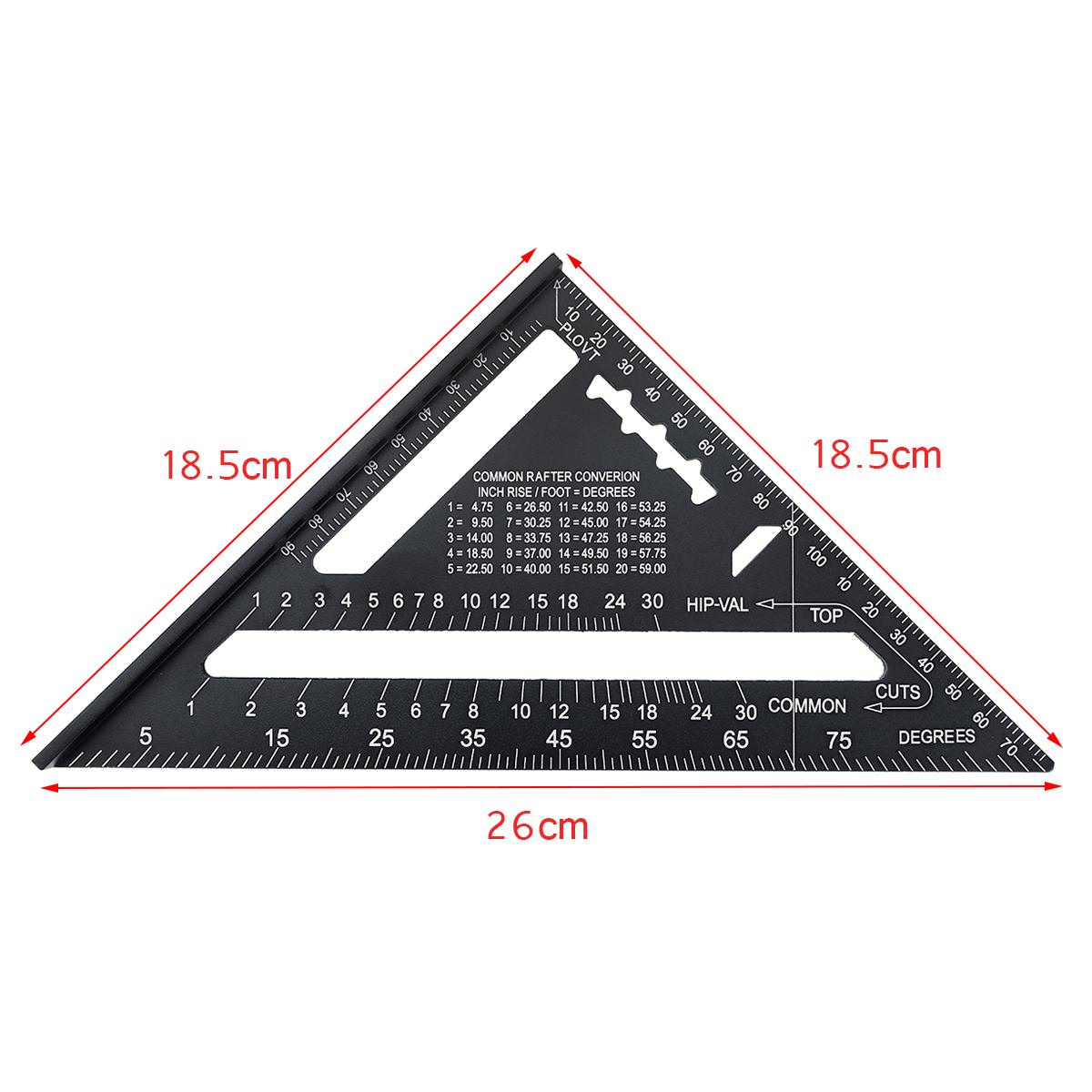 12 inch Imperial Aluminum Alloy Triangle Angle Ruler Protractor Woodworking Measurement Tool Square Layout Gauges Metric Ruler: 7 inch Type 1