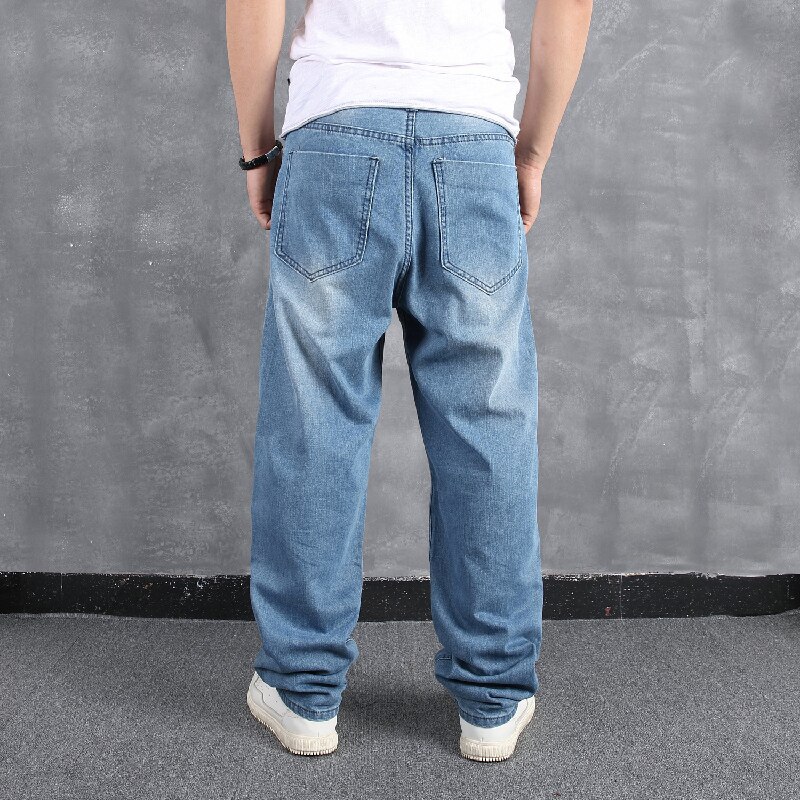 Men's Plus Size Baggy Hip Hop Jeans Pants Loose Skateboard Denim Men Jean Trousers Streetwear Plain Solid Plus Size 30-46