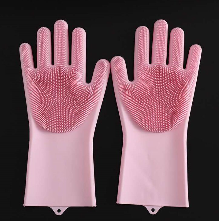 Silikone rengøringshandsker multifunktion magisk silikone opvaskemiddel handsker silikone handske køkkenudstyr: Brun