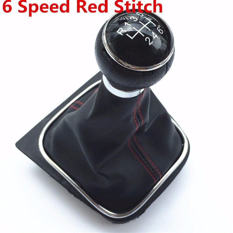 For Volkswagen VW Golf 5 V MK5 MK6 Jetta R32 2004 Car-Stying 5/6 Speed Stick Gear Shift Knob With Leather Boot Collar Case: B0089