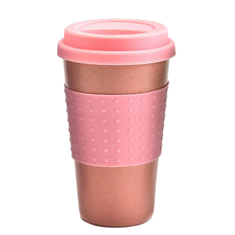 Travel Portable Polka Dot Thermal Insulated Tea Coffee Mug Cup Reusable Bamboo Fibre Eco Friendly Travel Mugs: Pink