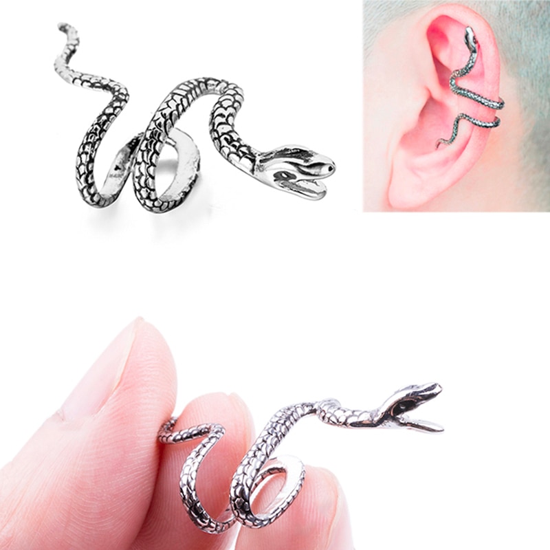 1PC Kupfer Schlange Ohrclip Manschette Wrap Ohrringe Keine Gefälschte Piercing-Clip Knorpel Ohrring für Frauen Männer körper Schmuck Punk Rock