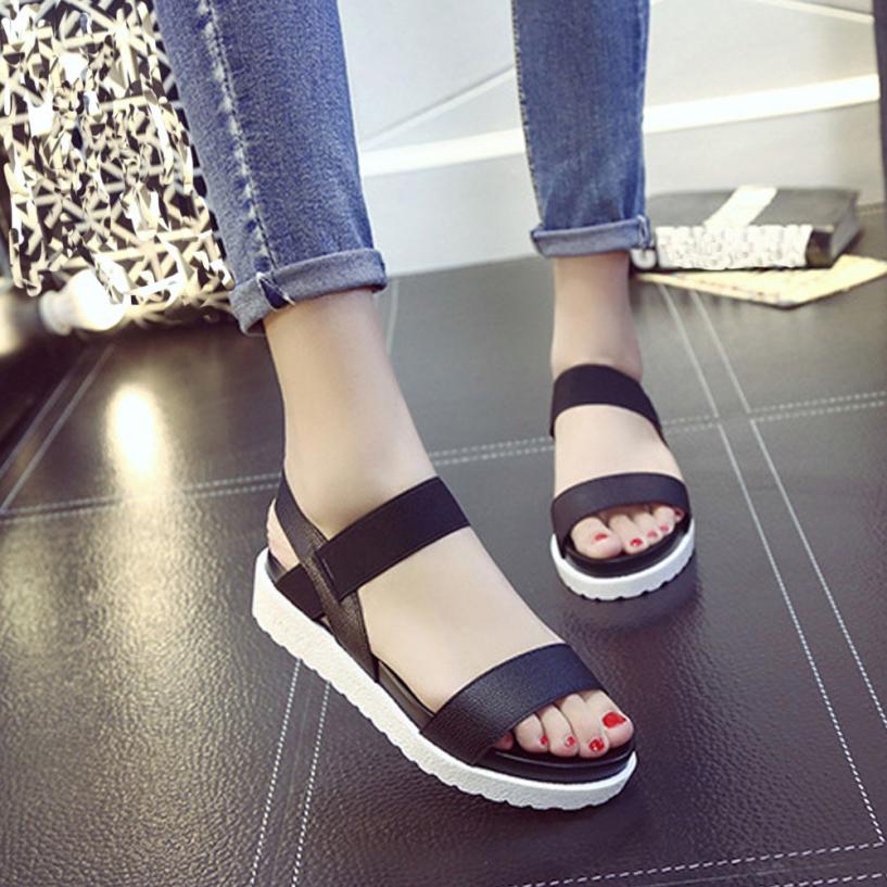 Sagace sko sandaler sandaler kvinner i alderen skinn flate sandaler damesko fritidssandaler sommer 2018 ma 30: Svart / 10