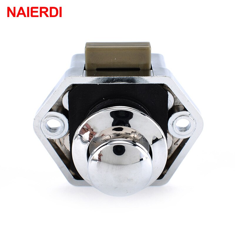 Naierdi 20mm husbil push lås diameter husbil husvagn båt husbil skåp låda spärrknapp lås för möbler hårdvara: Krom