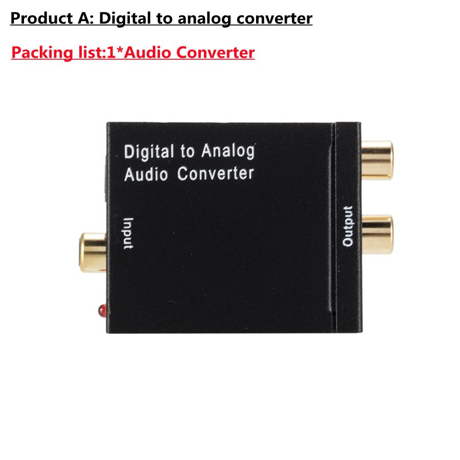 Digitaal Naar Analoog Audio Converter Optical Fiber Toslink Coaxiale Signaal Naar Rca R/L Audio Decoder Spdif Atv Dac versterker: Converter Only