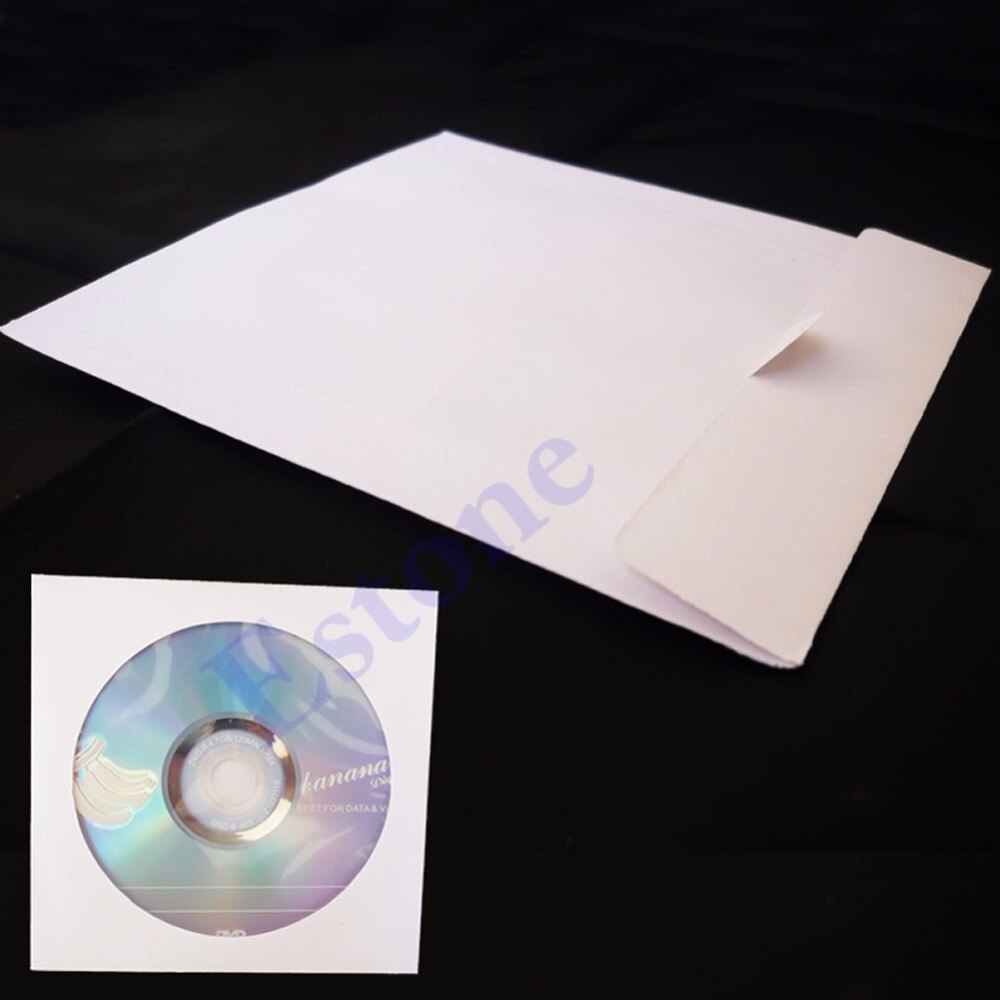 50pcs Mini CD DVD Paper Flap Sleeves Clear Window Case Cover Envelope