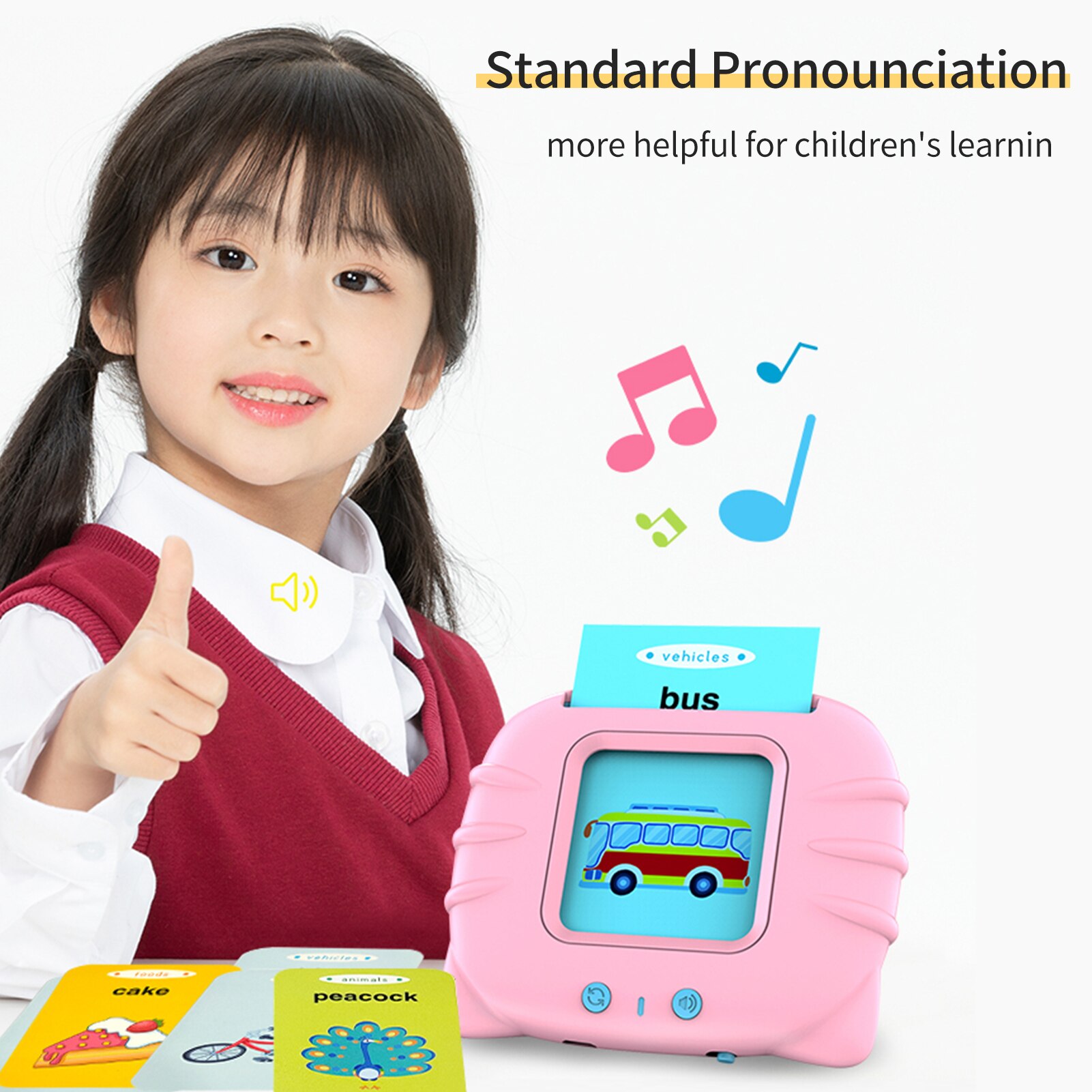 Talking Flash Cards Learning Toys for Toddlers 0-3 Years with Sound Effect English Reading Early Learning Toys