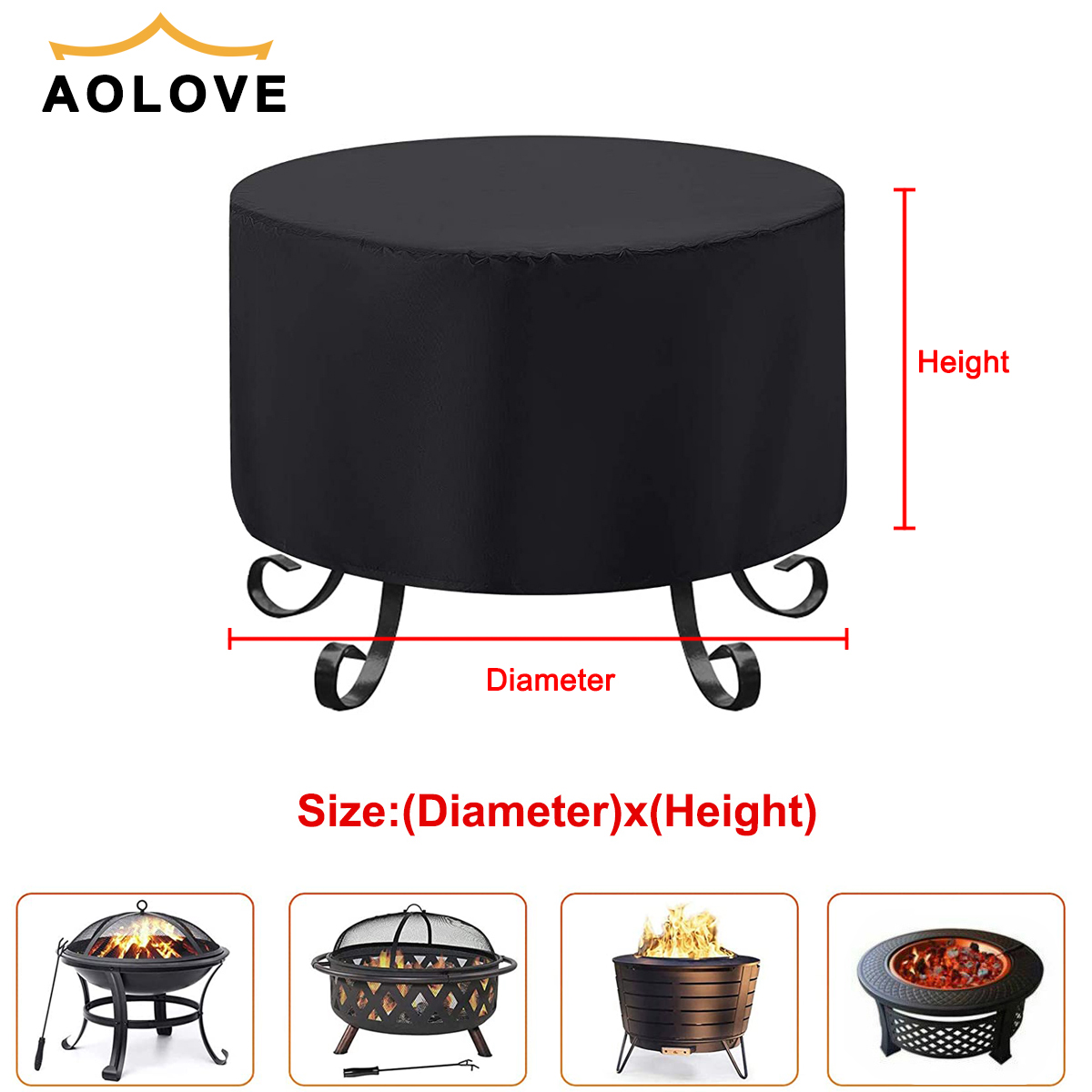 Waterdichte Patio Vuurkorf Cover Black Uv Protector Grill Bbq Onderdak Outdoor Tuin Yard Ronde Bbq Cover Luifel Furniture Covers: 220x220x85cm